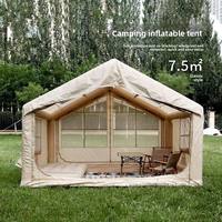 Tente gonflable de camping d'hiver imperméable 7,5 m² 420D Oxford avec protection UV, tente de glamping facile à installer pour 4 à 6 personnes