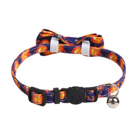 Collier pour chat d'Halloween avec nœud papillon et clochette, motif Jack O'Lantern, boucle de sécurité détachable, collier réglable pour chaton