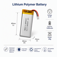 Baterai Lithium Polymer Kustom 103040 3.7V 1200mAh Isi Ulang Tipe Pouch PCM JST OEM Grosir untuk Speaker Bluetooth