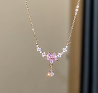 Kalung Bunga Tetesan Air Lapis Emas 18K Anti Karat Tahan Air, Produk Fashion Terlaris