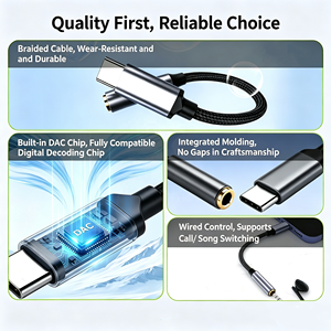 USB C to 3.5mm Headphones Adapter with DAC Digital Decoding Round Hole Audio Headphones <strong>Converter</strong> for Music Live Streaming - Product Image 4