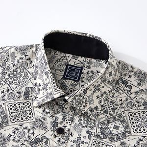 Chemise décontractée pour homme en popeline de luxe léger, 100 % coton, imprimée numériquement, écologique, collection saisonnière et cadeau d'automne - Product Image 3