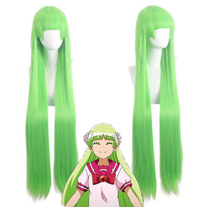 Peluca de Cosplay de Lord Shengda, Inuma, el personaje obsesionado con <span class=keywords><strong>Clara</strong></span>, con flequillo y cabello liso fluorescente verde de 100 cm - Product Image 1