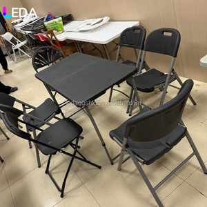 LEDA - Mesa Plegable de Metal Negra Larga para Eventos y Fiestas al Aire Libre, Ideal para Hoteles y Bodas - Product Image 2