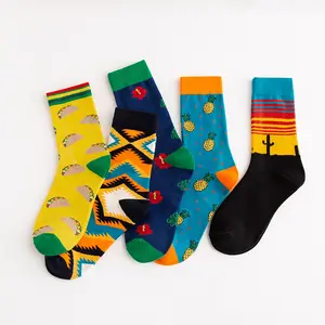 Sox — chaussettes de pizza en bambou faites à la main, vente en gros, personnalisés, décontractées, hip-hop, joyeuses et amusantes, pizza colorée, oem, vente en gros