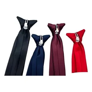 Papillon con clip per bambini e ragazzi, tinta unita, in raso, largo 30 cm, accessorio per feste - Product Image 1