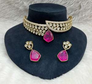 Ensemble collier plaqué or de créateur pour femmes, magnifique tour de cou Dalk Polki unique pour mariage et fête, différentes formes. - Product Image 3