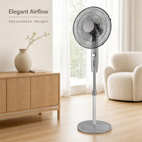 Ventilateur de sol de 16 pouces, 5 pales, fonctionnement silencieux, débit d'air élevé, adapté aux dortoirs, bureaux, télécommande, fonction minuterie