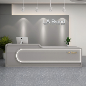 Diseño de Iluminación Artística en Forma de Anillo KRIONS, Mostrador de Recepción para Spa de Superficie Sólida - Product Image 1
