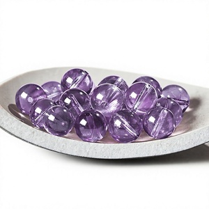 Pulsera de cuentas de amatista boliviana natural en forma de bola para mujer con accesorios de cuentas sueltas de cristal de lavanda púrpura y diamantes de imitación - Product Image 1
