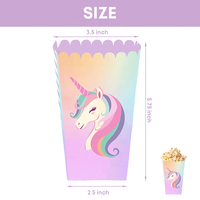 Xieli Iridescent Design Licorne Motif Imprimé Papier Popcorn Box pour la Décoration de Fête de Licorne