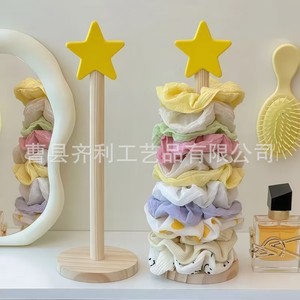 Star Shaped Hair Tie Storage Rack Solid Wood Desktop Organizer Multi Layer Hair Accessory Display <b>Stand</b> For Dorm Room - Product Image 2