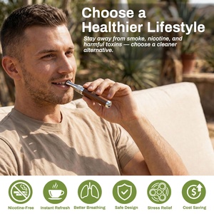 Wooden Stainless Steel Pocket Inhaler Anxiety Relief Women Custom Logo Refillable Smokeless - Product Image 4