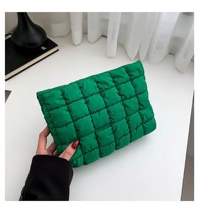 Women Girls Fashion Travel <b>Makeup</b> Bag Large Capacity Zipper Soft Handle Polyester Quilted Puffer Clutch Cosmetic Pouch <b>Storage</b> - Product Image 1