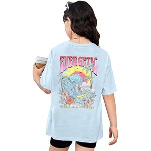 Camiseta gráfica para mujer FOXA, camiseta de verano de algodón de manga corta con estampado floral para la playa, tops transpirables para vacaciones - Product Image 1
