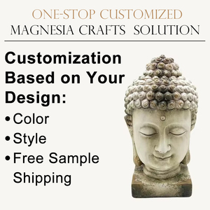Statue de tête de Bouddha <span class=keywords><strong>Zen</strong></span> antique en magnésie, artisanat vintage, support de présentation pour plantes de jardin extérieur, décoration, fabrication ODM - Product Image 1