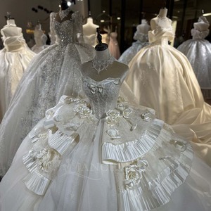 Vestido de Novia Lsml098 sin Tirantes con Flores 3D, Cintura con Volantes, Falda Larga, Silueta Alta y Delgada, Jancember - Product Image 1