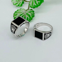 Kaanjewelry Bague noire en argent sterling 925 plaqué rhodium style vintage, motif rétro, bijoux de mode turcs pour hommes pour les fêtes