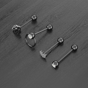 10 unids/set corazón Rosa lengua Piercing lengua anillo de acero inoxidable pezón anillo hélice Piercing lengua cuerpo joyería Barbell - Product Image 4