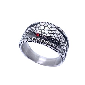Snake <b>Ring</b> <b>For</b> <b>Men</b> Titanium Steel Red Eye Animal Design Retro <b>Silver</b> Fashion Jewelry Gift 216022 - Product Image 1