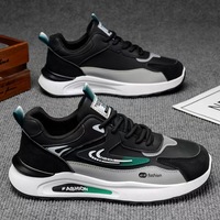 Sepatu Sneakers Pria Bernapas Modis Kasual Gaya Korea Bahan Mesh Ringan Sol Tebal