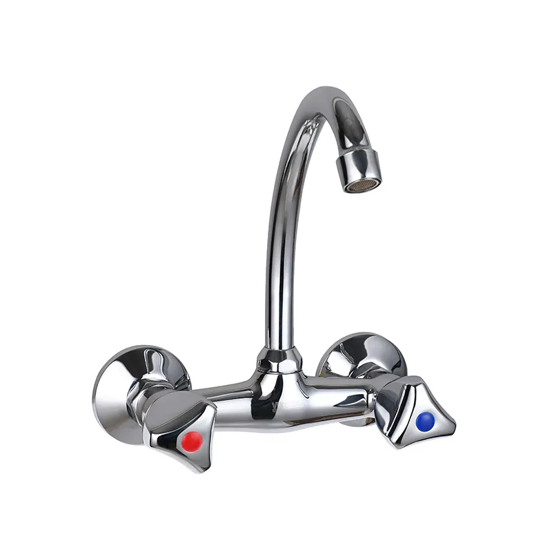 ITALOMIX New Arrive Double Handle Hot Cold Water Zinc Body Wall Mounted Kitchen Faucet For Sink