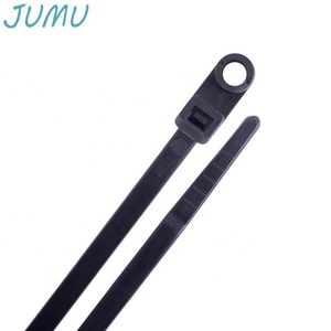 Attaches de câble en nylon noir <span class=keywords><strong>avec</strong></span> trou pour montage et clous - Product Image 1