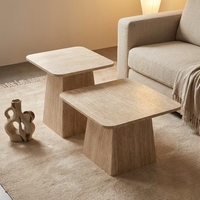 Table basse carrée en marbre crème français, style créatif, pour salon, en pierre naturelle, petite table de salon