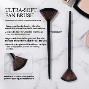 Pinceau surligneur en bois avec poils en fibres pour le visage, outil de maquillage pour le contour et l'illumination, idéal pour les salons de beauté - Product Image 4