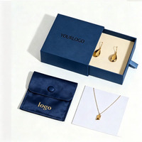 Boîte d'emballage populaire pour collier, boucles d'oreilles, bracelet, bague, montre, portefeuille, boîte à tiroir en papier recyclable personnalisable avec sac à bijoux