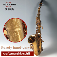 Manufacturer Wholesale Retail Popular Grade Curved Gold Lacquer by Electrophoresis Coating A1Bb Soprano Saxophone
