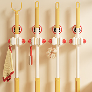 Suction Cup Mop <b>Clip</b> Wall Mounted Bathroom Storage Holder With Single <b>Hook</b> Durable Plastic Round Design - Product Image 3