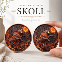 Pièce de monnaie en cuivre pur 999 de 1 oz, colorée, en relief, cadeau créatif, série animale mythologie nordique, édition UV pour collectionneur