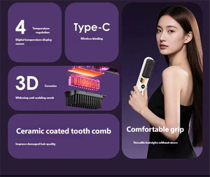 <span class=keywords><strong>Brosse</strong></span> lissante sans fil à chauffage rapide rechargeable par USB, <span class=keywords><strong>brosse</strong></span> lissante portable <span class=keywords><strong>pour</strong></span> femmes, mini peigne chauffant à ions négatifs - Product Image 6