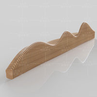 Banc de siège en bois massif découpé en forme de vague, pieds coniques, pour centre commercial et zone de repos publique, chaise d'attente personnalisable
