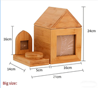 Urne funéraire de luxe en bambou écologique pour animaux de compagnie, en forme de maison, avec cadre photo, pour chats et chiens