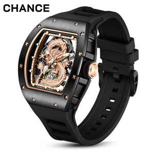 Montre mécanique automatique de luxe pour le dropshipping, étanche, lumineuse, cadran dragon, personnalisable, style business décontracté, en fibre de carbone - Product Image 1