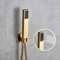 Ensemble de robinetterie de douche dorée pour salle de bain, avec pommeau de douche pluie en acier inoxydable de 8/10/12 pouces, fixation murale, mitigeur et douchette à main, vente en gros