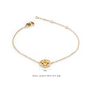 2021 new stainless steel hollow hexagonal star lovers gold chain bracelet men and women bracelet handmade jewelry