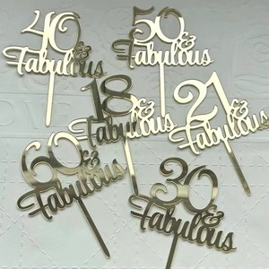 Fabuloso Adorno Acrílico Dorado para Pastel de <span class=keywords><strong>Cumpleaños</strong></span> Número 18, 21, 30, <span class=keywords><strong>40</strong></span>, 50, para Decoración de Postres en Fiestas de Navidad y <span class=keywords><strong>Cumpleaños</strong></span> - Product Image 2