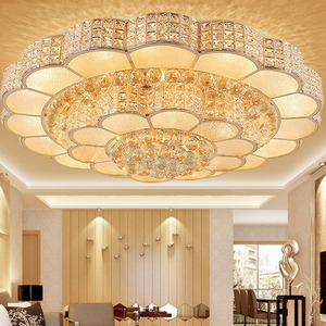 Grand luminaire de plafond en cristal, <span class=keywords><strong>design</strong></span> en forme de fleur, luminaire de plafond en cristal doré de luxe à LED pour salon, bureau à domicile - Product Image 1