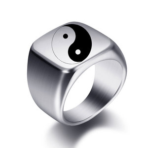 Bague en acier inoxydable avec symbole Yin Yang Tai Chi, 18 mm, bijoux de mode unisexe, cadeau - Product Image 5