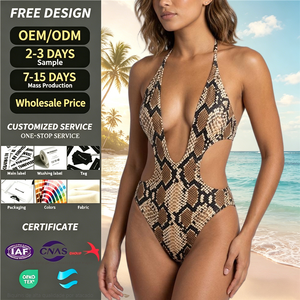 Maillot <span class=keywords><strong>de</strong></span> <span class=keywords><strong>bain</strong></span> une pièce sexy en peau <span class=keywords><strong>de</strong></span> serpent russe-américaine 2026 pour femme, décolleté plongeant en V, dos nu, monokini, personnalisable avec logo OEM, vente en gros - Product Image 1