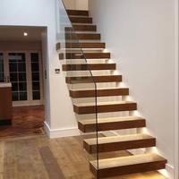 Escalier flottant cantilever sans support inférieur, marches en noyer noir, escalier résidentiel intérieur