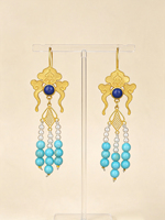 Boucles d'oreilles pendantes en argent sterling 925 plaqué or, motif nuage, turquoise et perles, style ethnique vintage, vente en gros