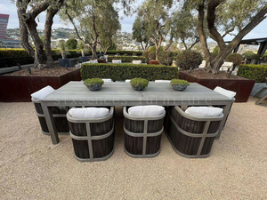 Outdoor Furniture <b>Garden</b> Furniture Set <b>Teak</b> Wood Frame Dining <b>Table</b> and Chairs Set SGB-220225-TR18 Dining <b>Tables</b> SGB-220225-TR18 - Product Image 2