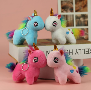 Vente en gros de mini jouets en peluche doux licorne personnalisés <span class=keywords><strong>porte</strong></span>-<span class=keywords><strong>clés</strong></span> en peluche douce avec remplissage en coton PP pour les mariages - Product Image 2