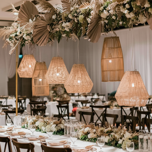 Lampes fantaisie abat-jour en rotin, lustre, éclairage suspendu décoratif en osier naturel fabriqué au Vietnam - Product Image 1