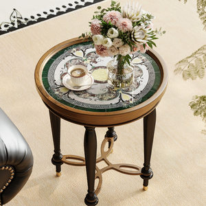 <span class=keywords><strong>Table</strong></span> basse ronde <span class=keywords><strong>de</strong></span> style mid-century personnalisée, détails peints à la main, bois <span class=keywords><strong>de</strong></span> tilleul massif, <span class=keywords><strong>table</strong></span> d'appoint classique, meubles <span class=keywords><strong>de</strong></span> salon - Product Image 3