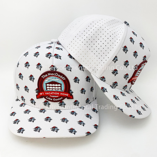Waterproof PVC Rubber Patch Sublimation Printed Custom Logo 5 Panel Performance Sports Snapback Baseball Caps Golf Hats